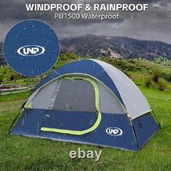 Tente de camping 6 personnes 4 saisons imperméable et coupe-vent, installation facile en 3 min, bleu foncé