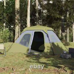 Tente de camping 6 personnes en tissu imperméable noir et vert anti-éblouissement