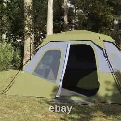 Tente de camping 6 personnes en tissu imperméable noir et vert anti-éblouissement