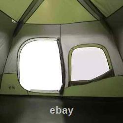 Tente de camping 6 personnes en tissu imperméable noir et vert anti-éblouissement