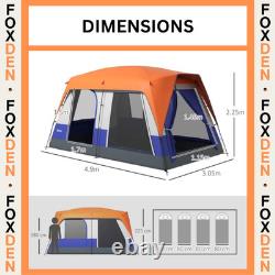 Tente de camping 6 places avec fenêtres en maille, toile de sol, ventilation, aérations orange FOXDEN