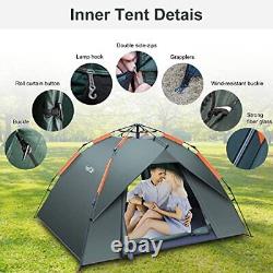 Tente de camping Amflip automatique 3 personnes instantanée pop-up ultralégère en dôme.