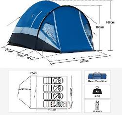 Tente de camping HeavyDuty 4 personnes étanche à double couche facile à monter durable légère