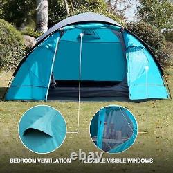 Tente de camping HeavyDuty 4 personnes imperméable à double couche facile à monter durable légère