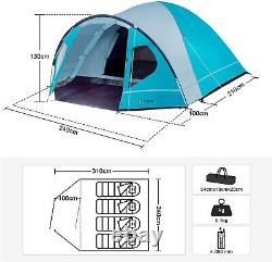 Tente de camping HeavyDuty 4 personnes imperméable à double couche facile à monter durable légère