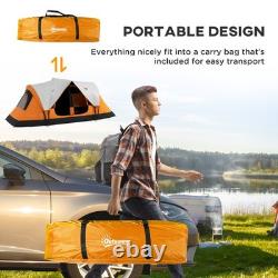 Tente de camping Outsunny 2 chambres avec abri imperméable et panneaux en mesh orange