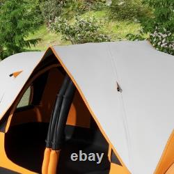 Tente de camping Outsunny 2 chambres avec abri imperméable et panneaux en mesh orange