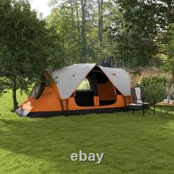 Tente de camping Outsunny 2 chambres avec abri imperméable et panneaux en mesh orange