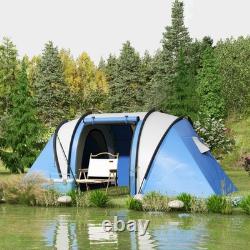 Tente de camping Outsunny 2 chambres avec espace de vie, 3000mm imperméable, bleue
