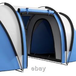 Tente de camping Outsunny 2 chambres avec espace de vie, 3000mm imperméable, bleue