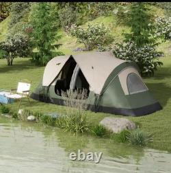 Tente de camping Outsunny 2 chambres pour 6-8 personnes, grande tente familiale avec 2000mm