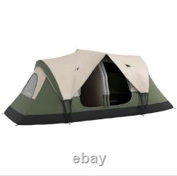 Tente de camping Outsunny 2 chambres pour 6-8 personnes, grande tente familiale avec 2000mm