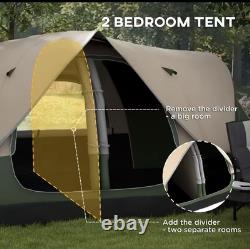 Tente de camping Outsunny 2 chambres pour 6-8 personnes, grande tente familiale avec 2000mm