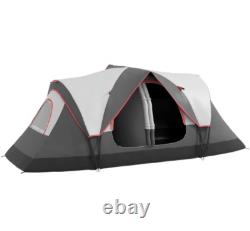 Tente de camping Outsunny 2 pièces avec auvent imperméable et panneaux en maille gris