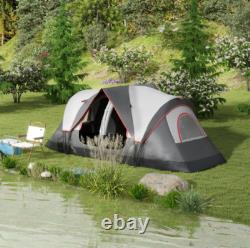 Tente de camping Outsunny 2 pièces avec auvent imperméable et panneaux en maille gris