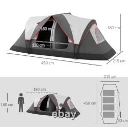 Tente de camping Outsunny 2 pièces avec auvent imperméable et panneaux en maille gris