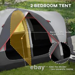Tente de camping Outsunny 2 pièces avec auvent imperméable et panneaux en maille gris