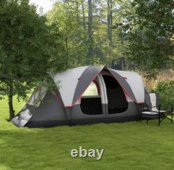 Tente de camping Outsunny 2 pièces avec auvent imperméable et panneaux en maille gris