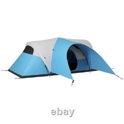 Tente de camping Outsunny 3000mm imperméable avec porche et tapis de sol cousu, bleue