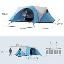 Tente de camping Outsunny 3000mm imperméable avec porche et tapis de sol cousu, bleue