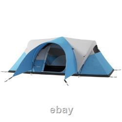 Tente de camping Outsunny 3000mm imperméable avec porche et tapis de sol cousu, bleue