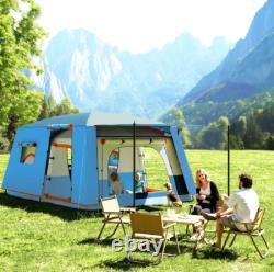 Tente de camping Outsunny 4-6 personnes avec 2 chambres, 3000 mm imperméable, bleue