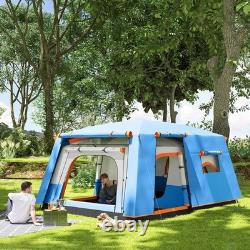 Tente de camping Outsunny 4-6 personnes avec 2 chambres, 3000mm étanche, bleue