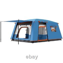 Tente de camping Outsunny 4-6 personnes avec 2 chambres, 3000mm étanche, bleue