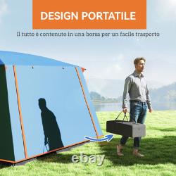 Tente de camping Outsunny 4-6 personnes avec 2 chambres, 3000mm imperméable, bleue