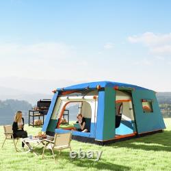 Tente de camping Outsunny 4-6 personnes avec 2 chambres, imperméable 3000mm, bleue