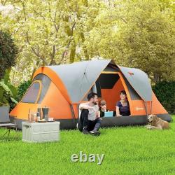 Tente de camping Outsunny 5-6 personnes grande avec sac, cadre en fibre de verre et acier, orange