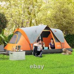 Tente de camping Outsunny 5-6 personnes grande avec sac, structure en fibre de verre et acier, orange