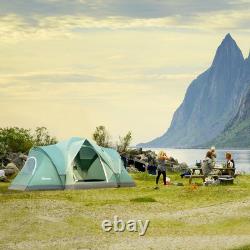Tente de camping Outsunny 6 personnes avec rideau occultant, cadre en fibre de verre et sac de transport