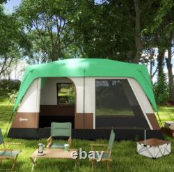 Tente de camping Outsunny avec auvent imperméable de 3000 mm et panneaux en mailles verts