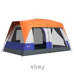 Tente de camping Outsunny avec auvent imperméable de 3000 mm et panneaux en mesh, orange
