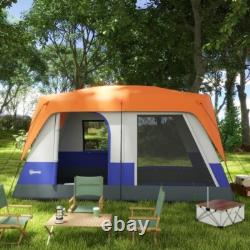 Tente de camping Outsunny avec auvent imperméable de 3000 mm et panneaux en mesh, orange