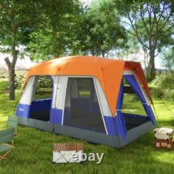 Tente de camping Outsunny avec auvent imperméable de 3000 mm et panneaux en mesh, orange
