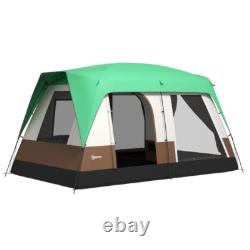 Tente de camping Outsunny avec un auvent imperméable de 3000 mm et des panneaux en filet, vert