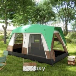 Tente de camping Outsunny avec un auvent imperméable de 3000 mm et des panneaux en filet, vert