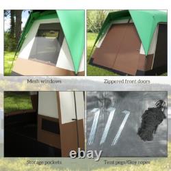 Tente de camping Outsunny avec un auvent imperméable de 3000 mm et des panneaux en filet, vert