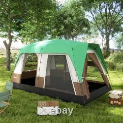 Tente de camping Outsunny avec un double toit imperméable de 3000 mm et des panneaux en écran, verte