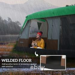 Tente de camping Outsunny avec un double toit imperméable de 3000 mm et des panneaux en écran, verte