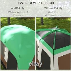 Tente de camping Outsunny avec un double toit imperméable de 3000 mm et des panneaux en écran, verte