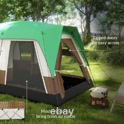 Tente de camping Outsunny avec un double toit imperméable de 3000 mm et des panneaux en écran, verte