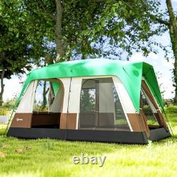 Tente de camping Outsunny avec un double toit imperméable de 3000 mm et des panneaux en écran, verte