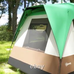 Tente de camping Outsunny avec un double toit imperméable de 3000 mm et des panneaux en écran, verte