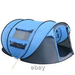 Tente de camping Outsunny en dôme, tente pop-up avec fenêtres pour 4-5 personnes, bleu ciel