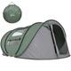 Tente De Camping Outsunny En D&ocirc;me, Tente Pop-up Avec Fen&ecirc;tres Pour 4-5 Personnes, Vert Fonc&eacute;