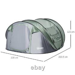 Tente de camping Outsunny en dôme, tente pop-up avec fenêtres pour 4-5 personnes, vert foncé