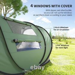 Tente de camping Outsunny en dôme, tente pop-up avec fenêtres pour 4-5 personnes, vert foncé